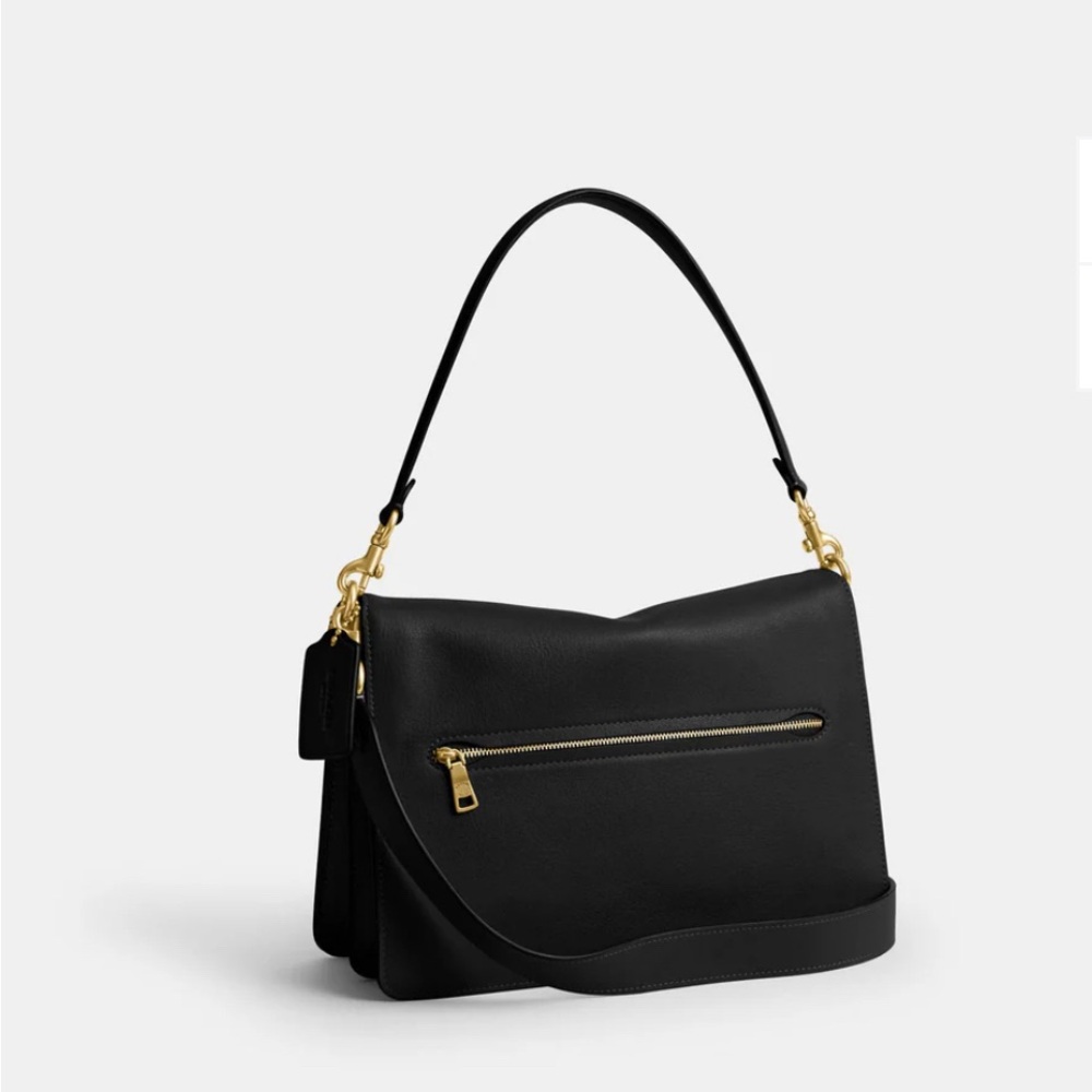 Coach Black Leather Shoulder Bag with Gold Chain - Picture 3 of 9